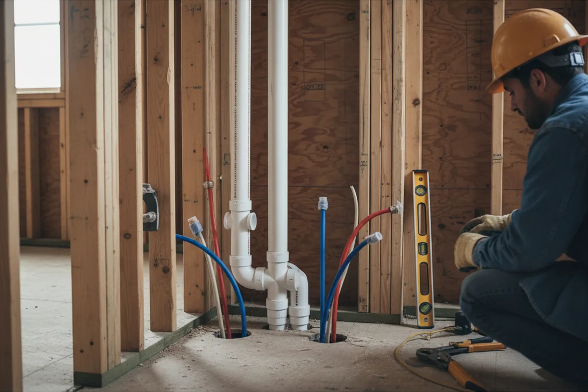 Drain and supply rough-in during Leak Detection in Burlington